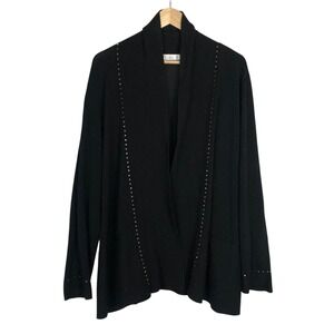 89th + Madison Black Studded Open Front Knit Cardigan Sweater Size‎ 2X Gothic